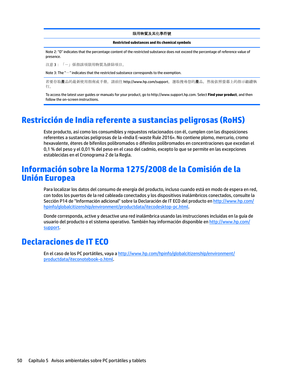 Declaraciones de it eco | HP EliteBook 840 G3 User Manual | Page 60 / 77