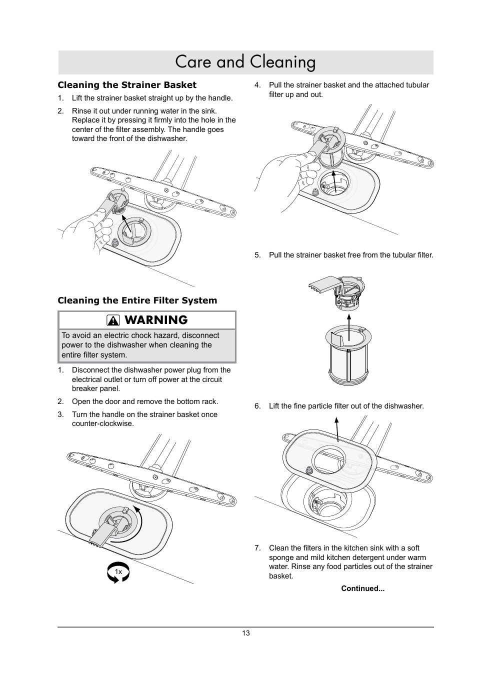 Care and cleaning, Warning | Dacor DDWF24S User Manual | Page 15 / 24