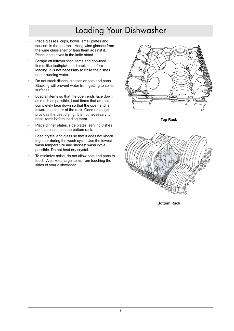 Loading your dishwasher | Dacor DDWF24S User Manual | Page 9 / 24