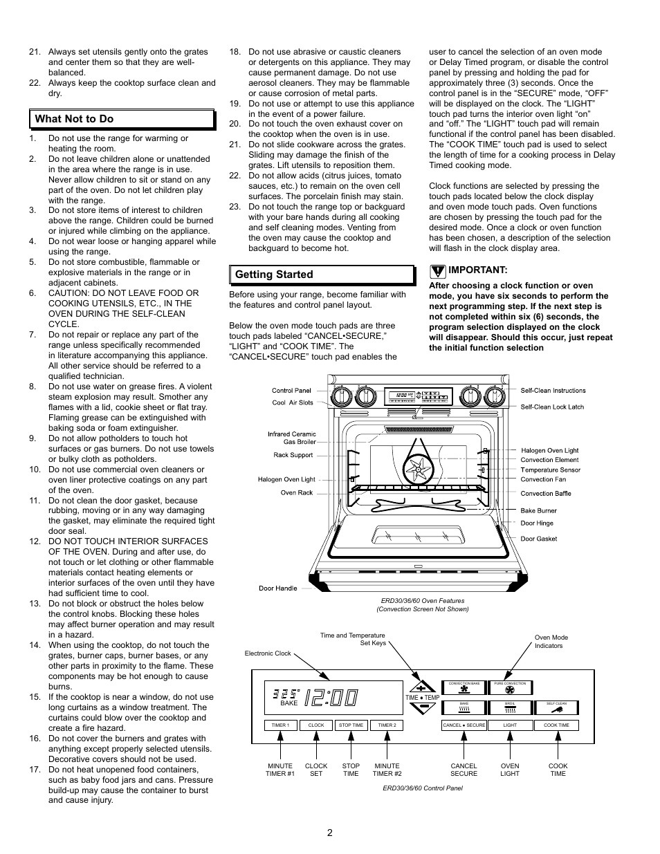 What not to do, Getting started | Dacor Epicure User Manual | Page 4 / 20