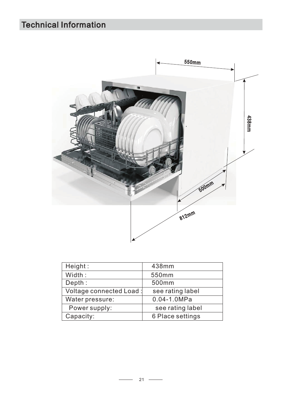 Technical information | Candy CDCP 6/E-07 User Manual | Page 25 / 26