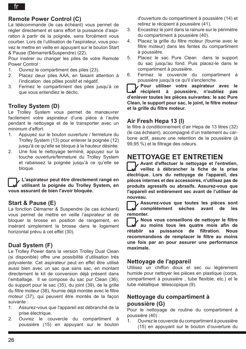 Nettoyage et entretien | Hotpoint Ariston SL C10 BCH User Manual | Page 26 / 100