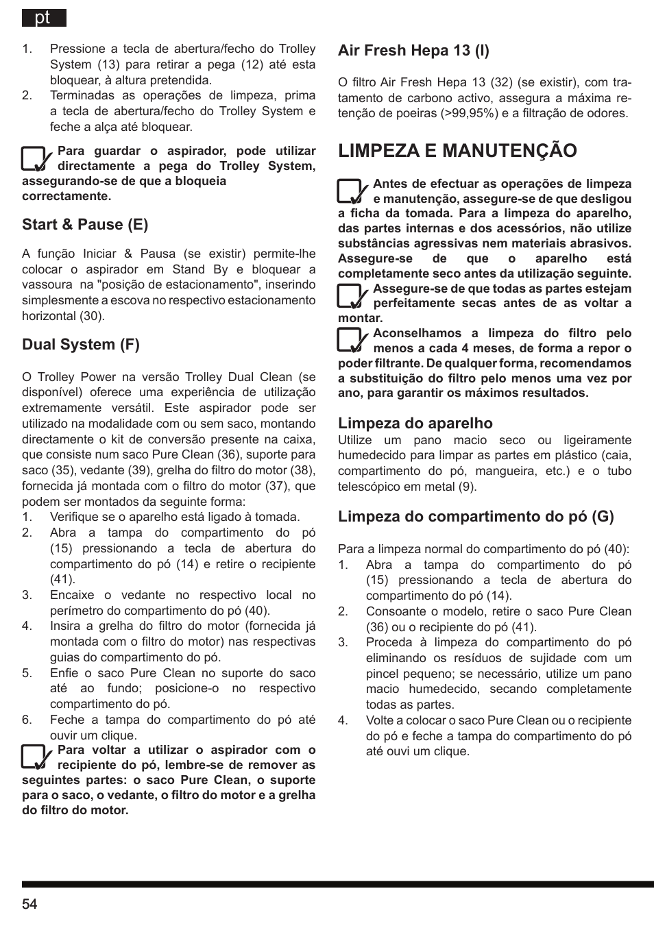Limpeza e manutenção | Hotpoint Ariston SL C10 BCH User Manual | Page 54 / 100