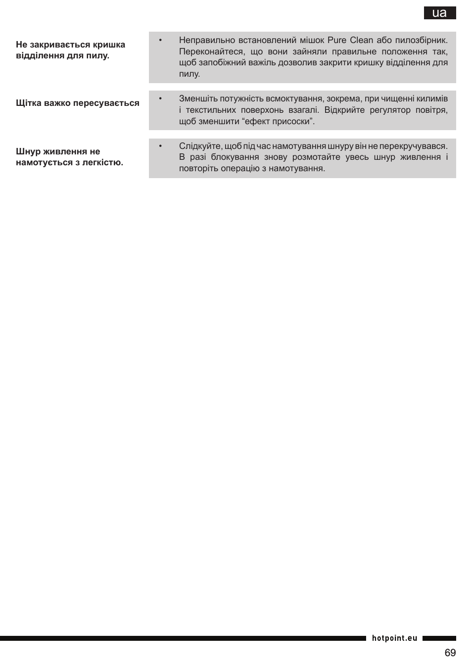 Hotpoint Ariston SL C10 BCH User Manual | Page 69 / 100