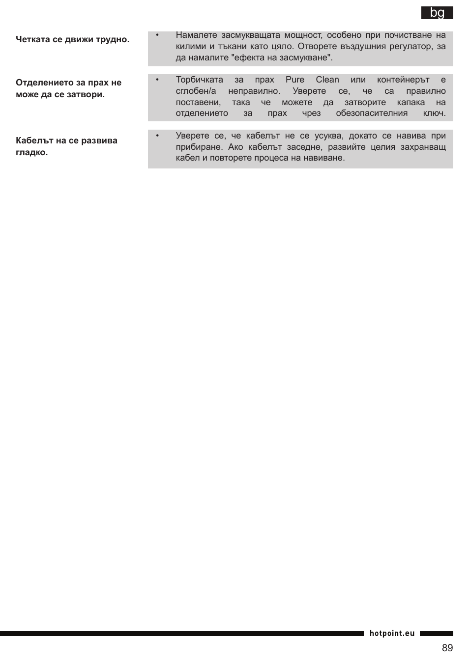 It bg | Hotpoint Ariston SL C10 BCH User Manual | Page 89 / 100