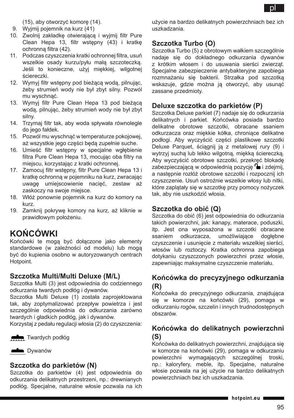 It pl, Końcówki | Hotpoint Ariston SL C10 BCH User Manual | Page 95 / 100