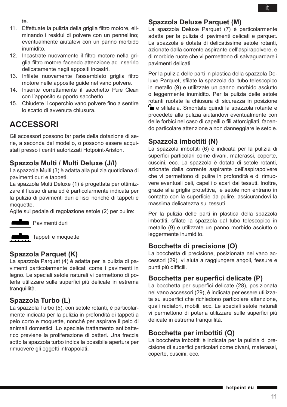 Accessori | Hotpoint Ariston SL B10 BDB User Manual | Page 11 / 84