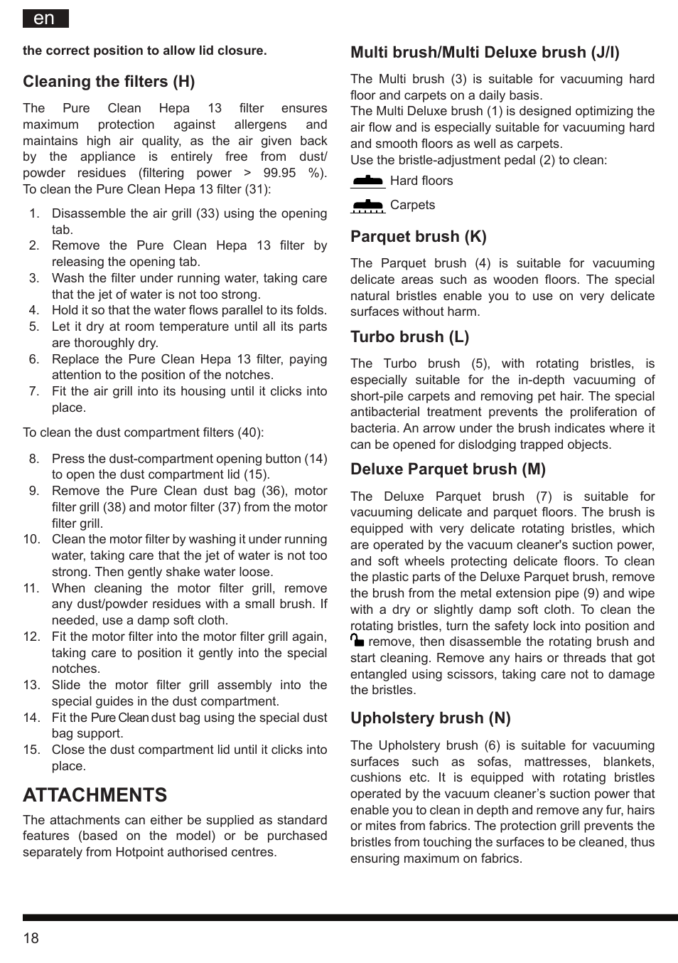 It en, Attachments | Hotpoint Ariston SL B10 BDB User Manual | Page 18 / 84