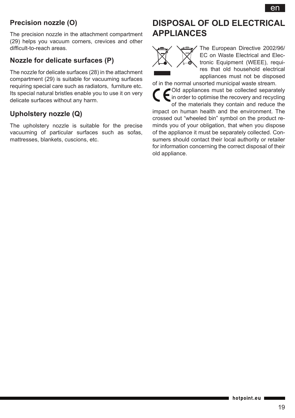 It en disposal of old electrical appliances | Hotpoint Ariston SL B10 BDB User Manual | Page 19 / 84