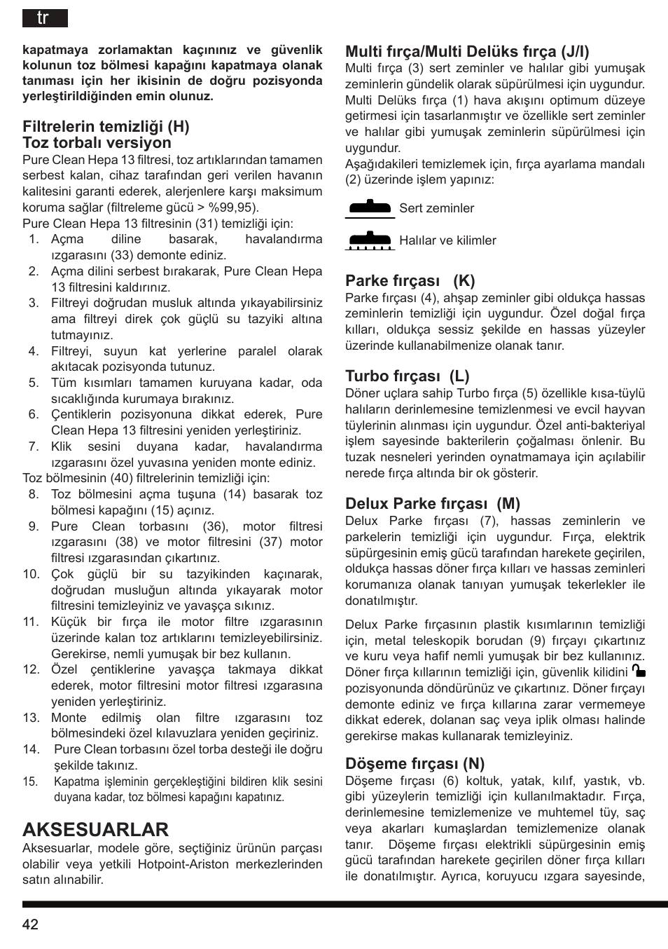 Aksesuarlar | Hotpoint Ariston SL B10 BDB User Manual | Page 42 / 84