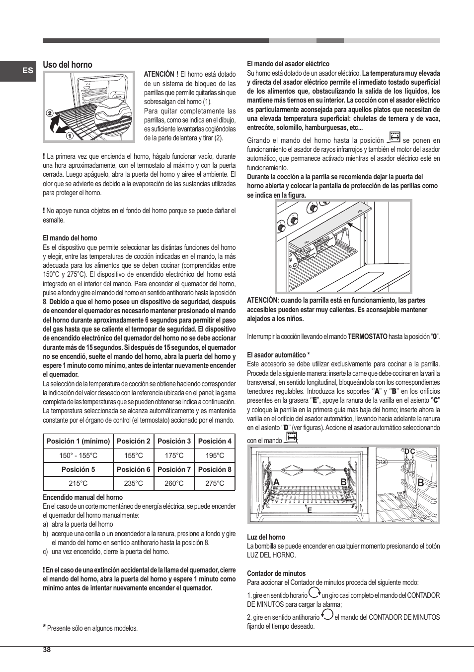 Uso del horno | Hotpoint Ariston CP97SG1 /HA S User Manual | Page 38 / 52