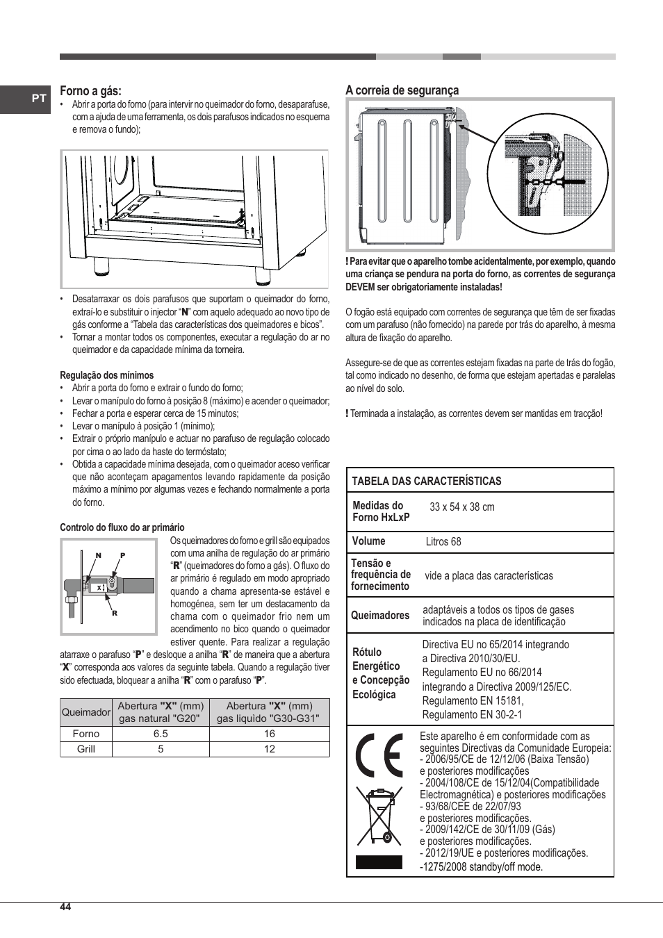 Forno a gás, A correia de segurança | Hotpoint Ariston CP97SG1 /HA S User Manual | Page 44 / 52