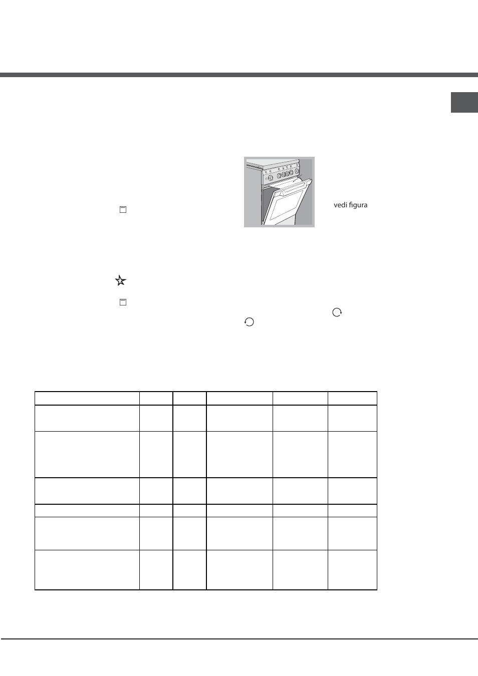 Tabella cottura in forno | Hotpoint Ariston CG65SG1 (W) IT/HA H User Manual | Page 13 / 72
