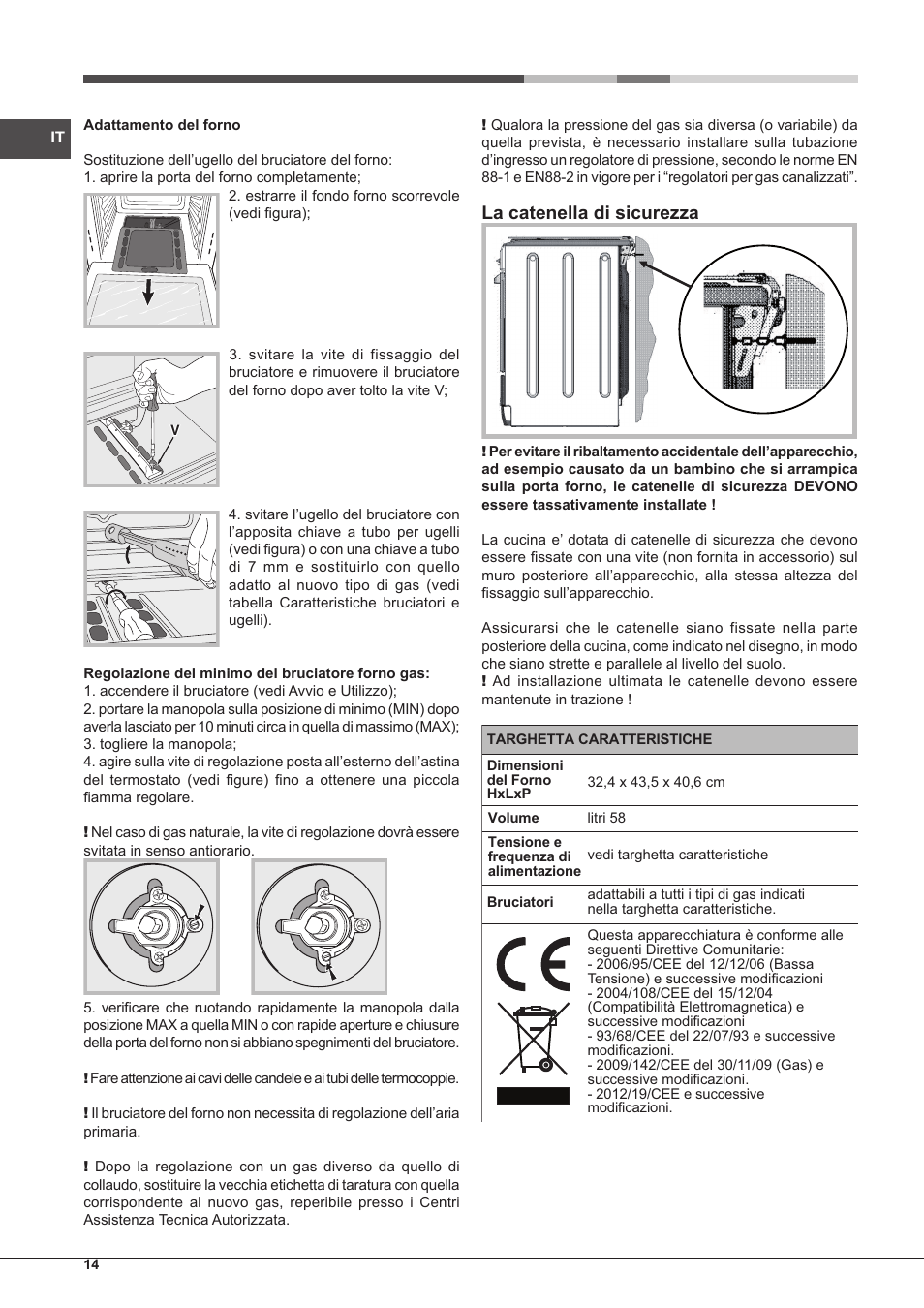 La catenella di sicurezza | Hotpoint Ariston CP65SG1 /HA S User Manual | Page 14 / 60