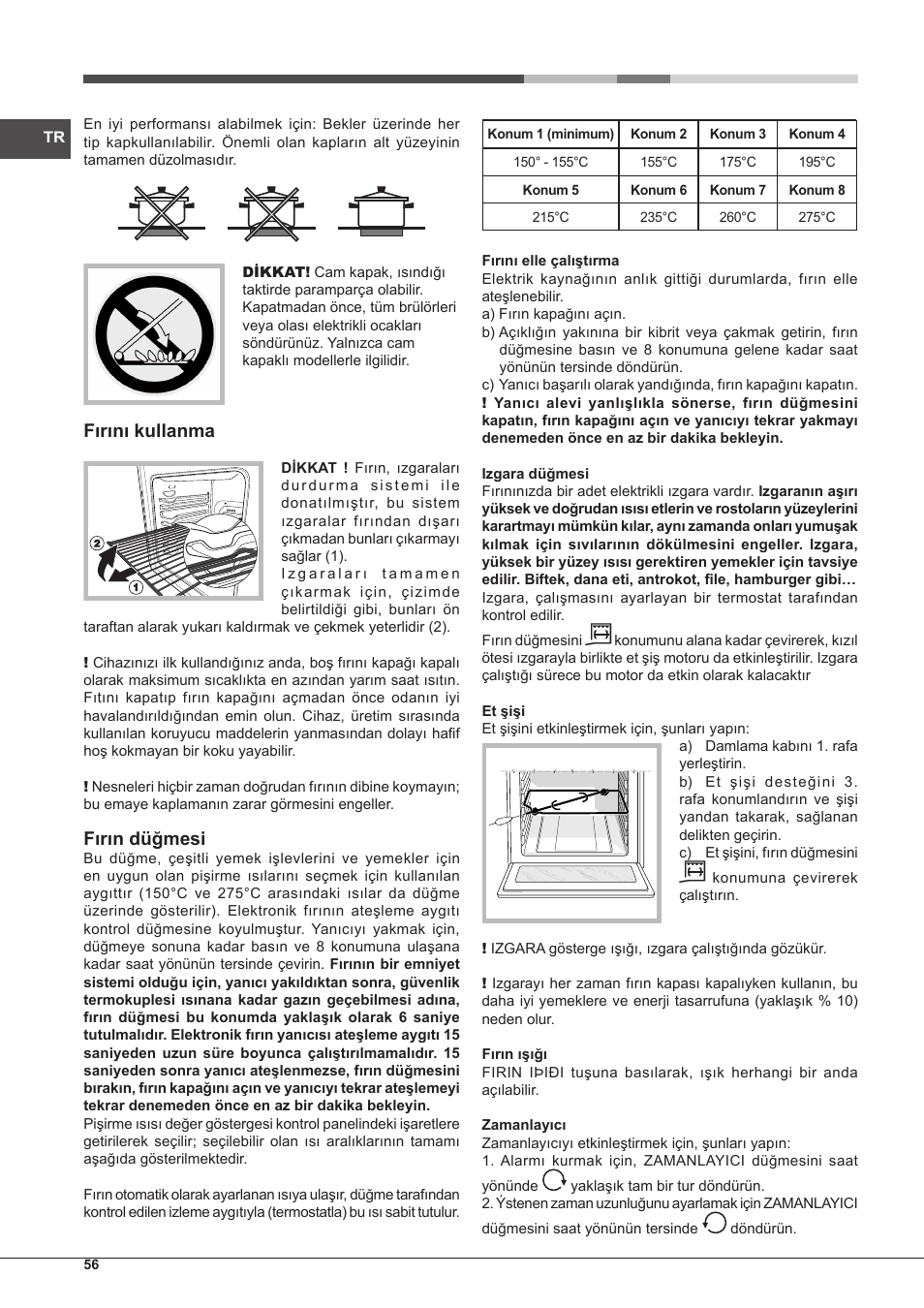 Fırını kullanma, Fırın düğmesi | Hotpoint Ariston CP65SG1 /HA S User Manual | Page 56 / 60