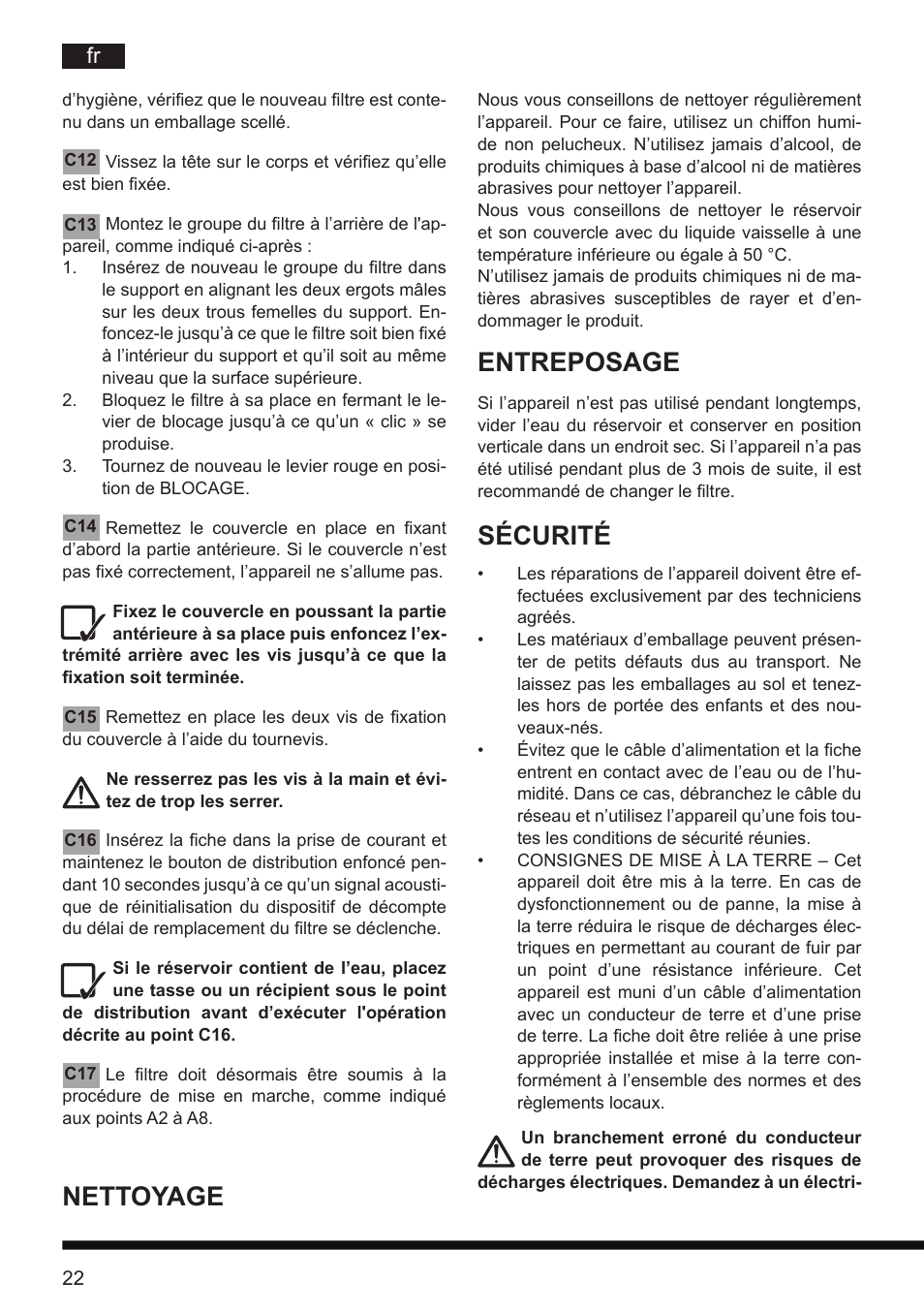 Entreposage, Sécurité, Nettoyage | Hotpoint Ariston CT NTC IX2 User Manual | Page 20 / 61