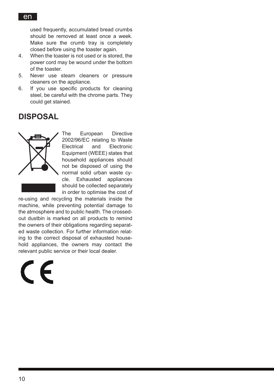 Disposal | Hotpoint Ariston TT 12E AR0 User Manual | Page 14 / 38