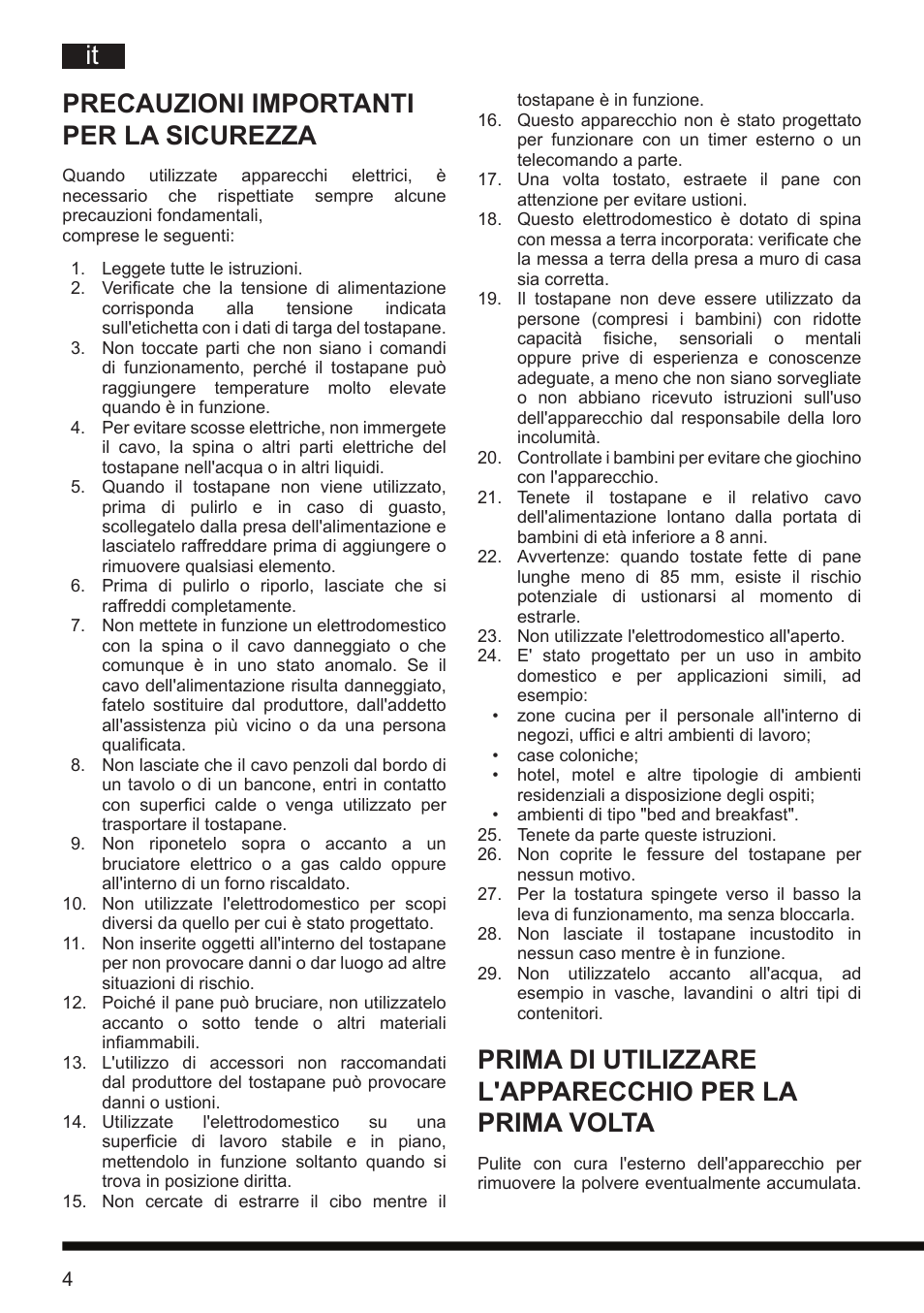 Precauzioni importanti per la sicurezza | Hotpoint Ariston TT 12E AR0 User Manual | Page 8 / 38