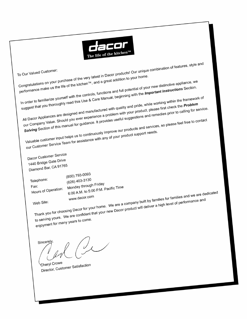 Dacor 65537 User Manual | Page 2 / 32
