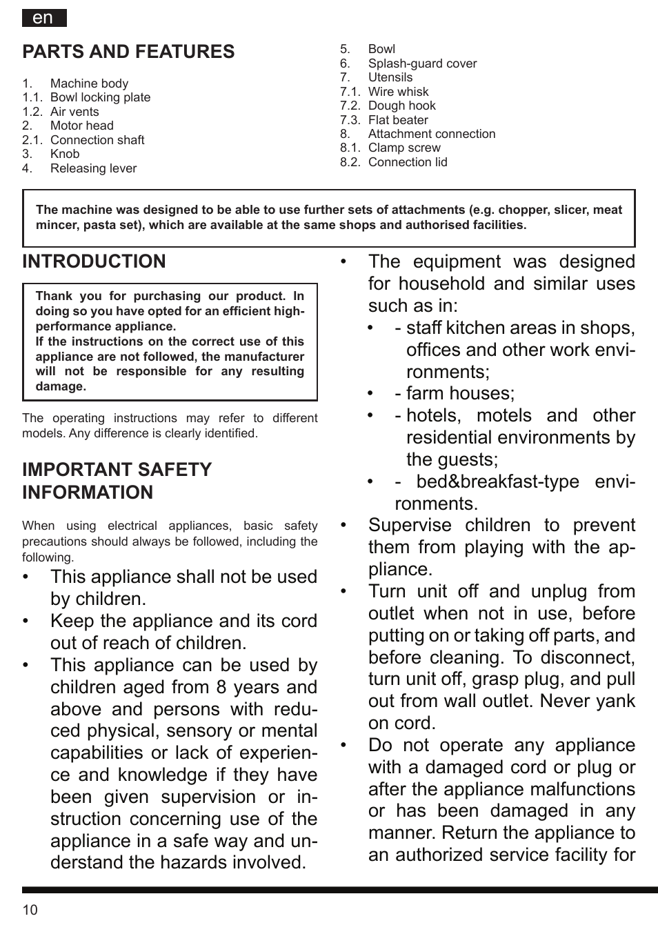 Introduction, Important safety information | Hotpoint Ariston KM 040 AX0 User Manual | Page 10 / 52