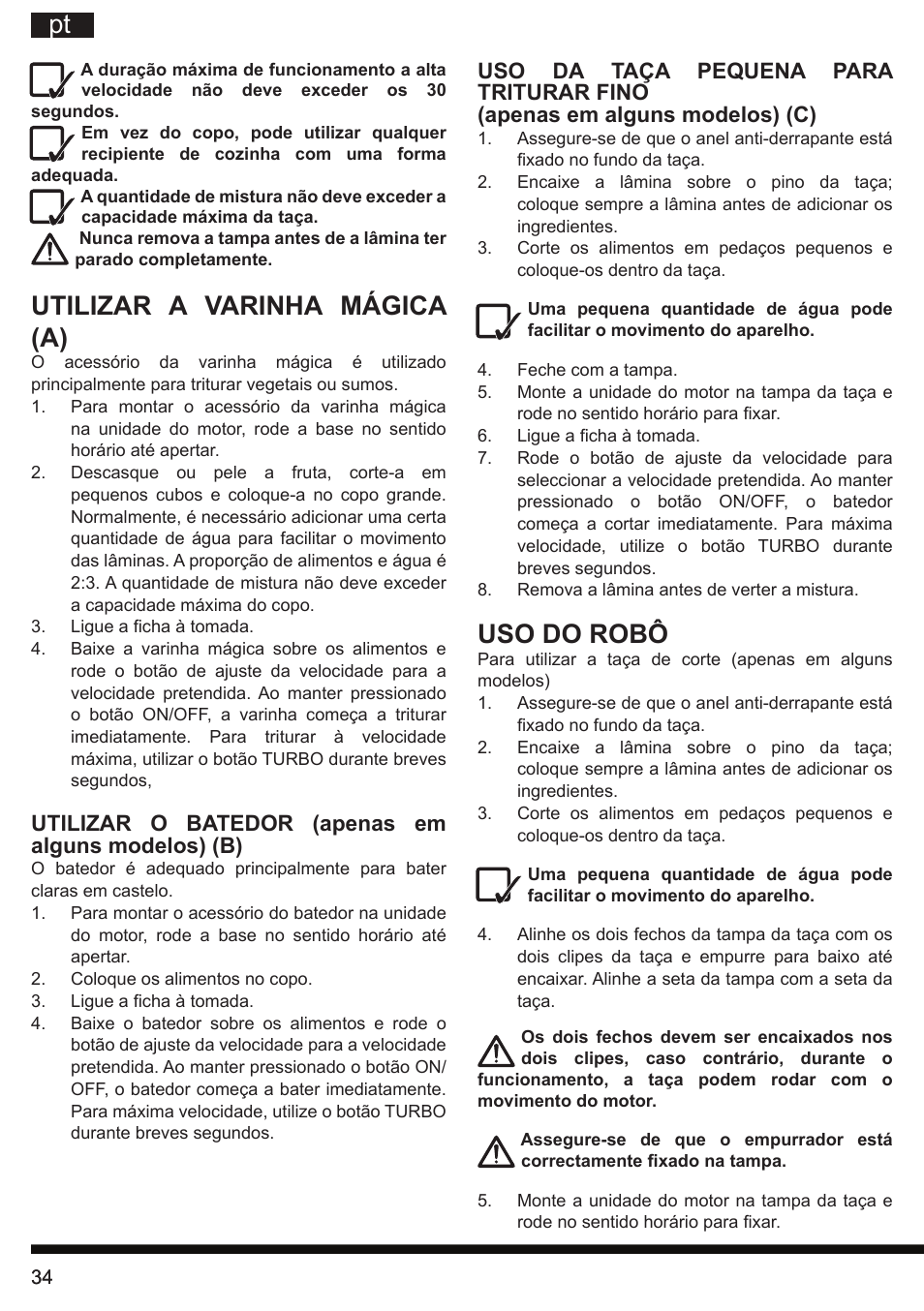 Utilizar a varinha mágica (a), Uso do robô | Hotpoint Ariston HB 0705 AX0 User Manual | Page 34 / 52