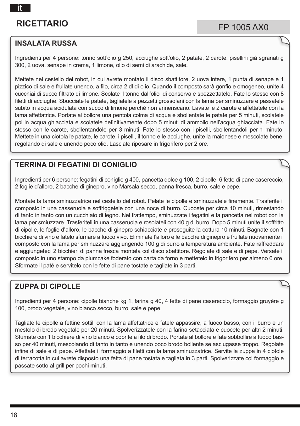 Hotpoint Ariston FP 1005 AB0 User Manual | Page 18 / 148