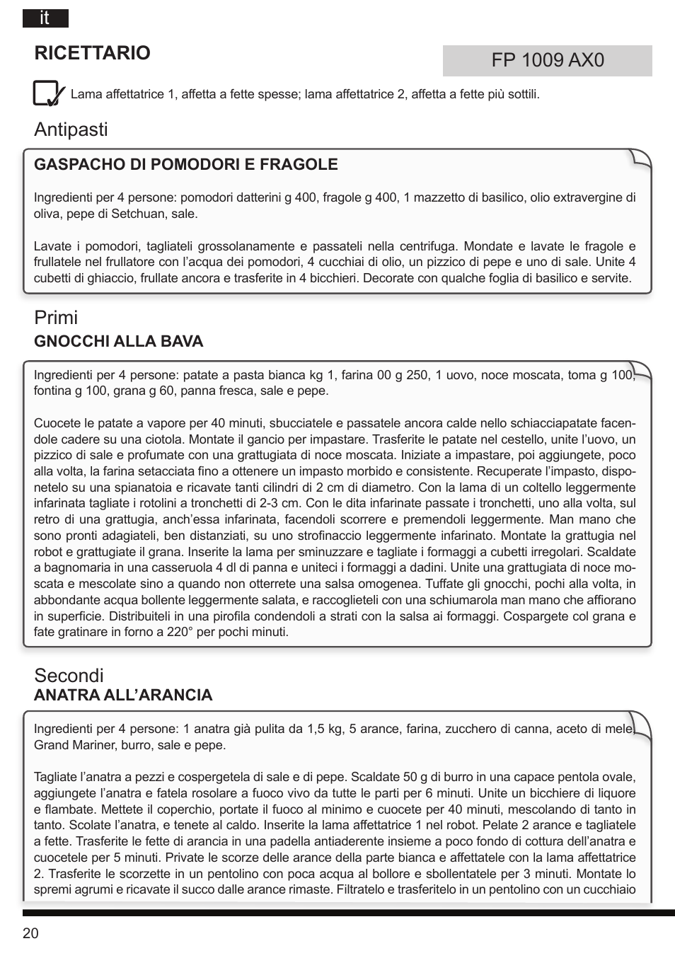 It ricettario | Hotpoint Ariston FP 1005 AB0 User Manual | Page 20 / 148