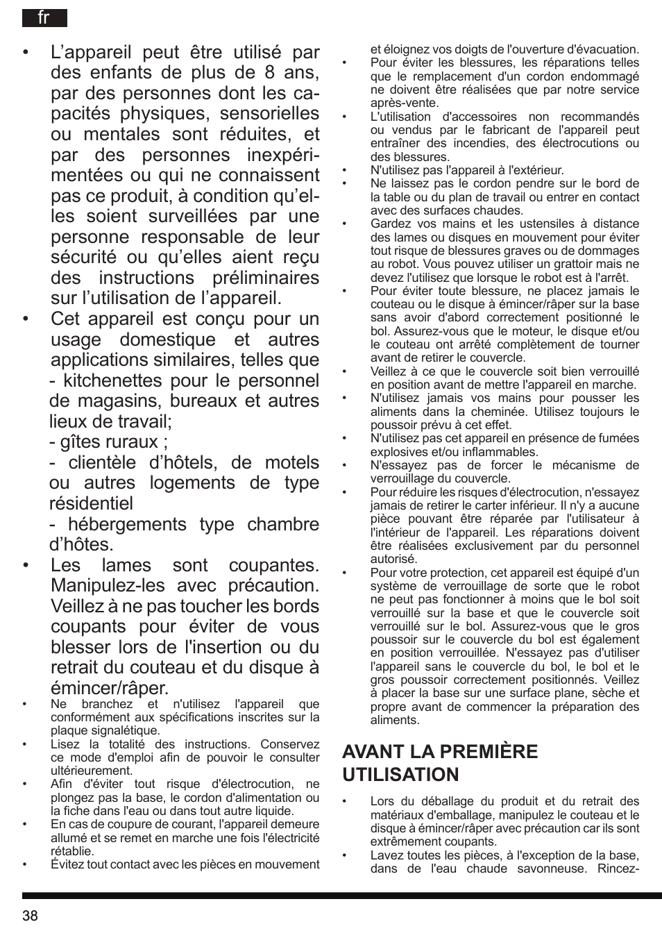 Avant la première utilisation | Hotpoint Ariston FP 1005 AB0 User Manual | Page 38 / 148