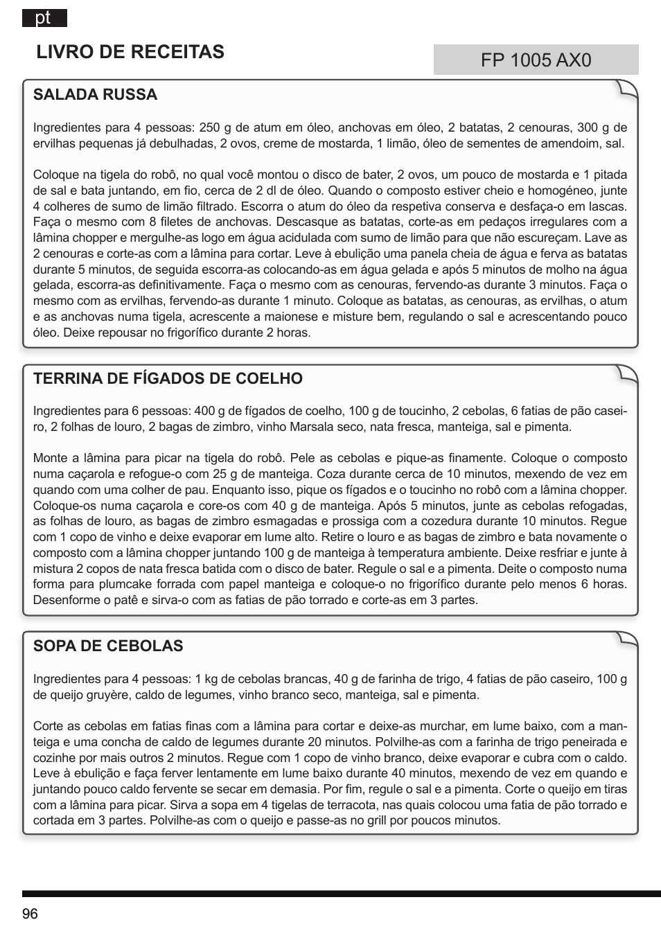 Hotpoint Ariston FP 1005 AB0 User Manual | Page 96 / 148