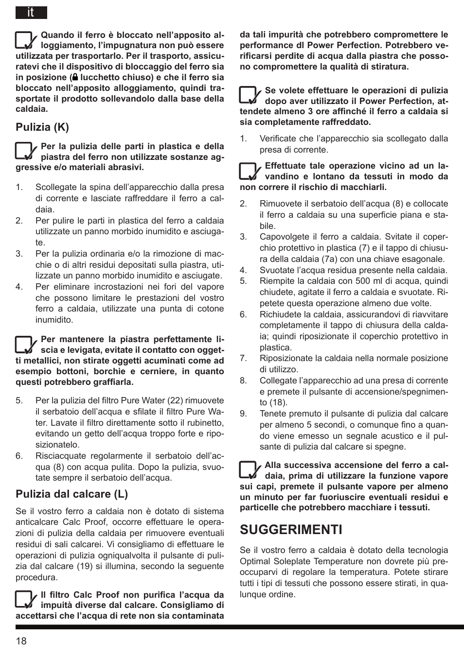 Suggerimenti, Pulizia (k), Pulizia dal calcare (l) | Hotpoint Ariston G E12 AA0 User Manual | Page 18 / 88