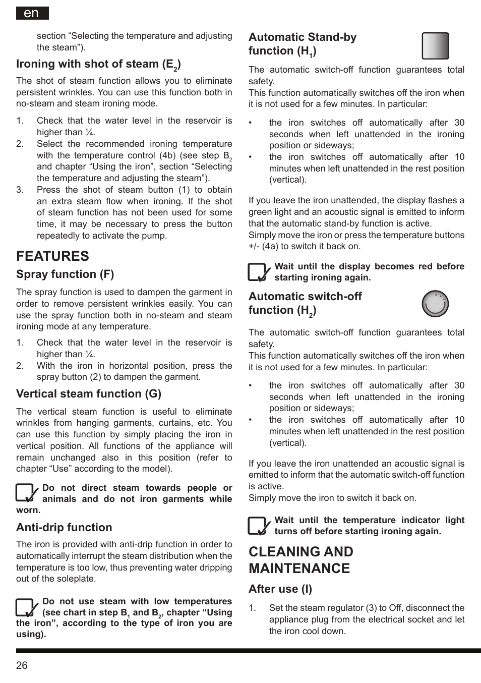 It en, Cleaning and maintenance, Features | Hotpoint Ariston SI E40 BA0 User Manual | Page 26 / 96