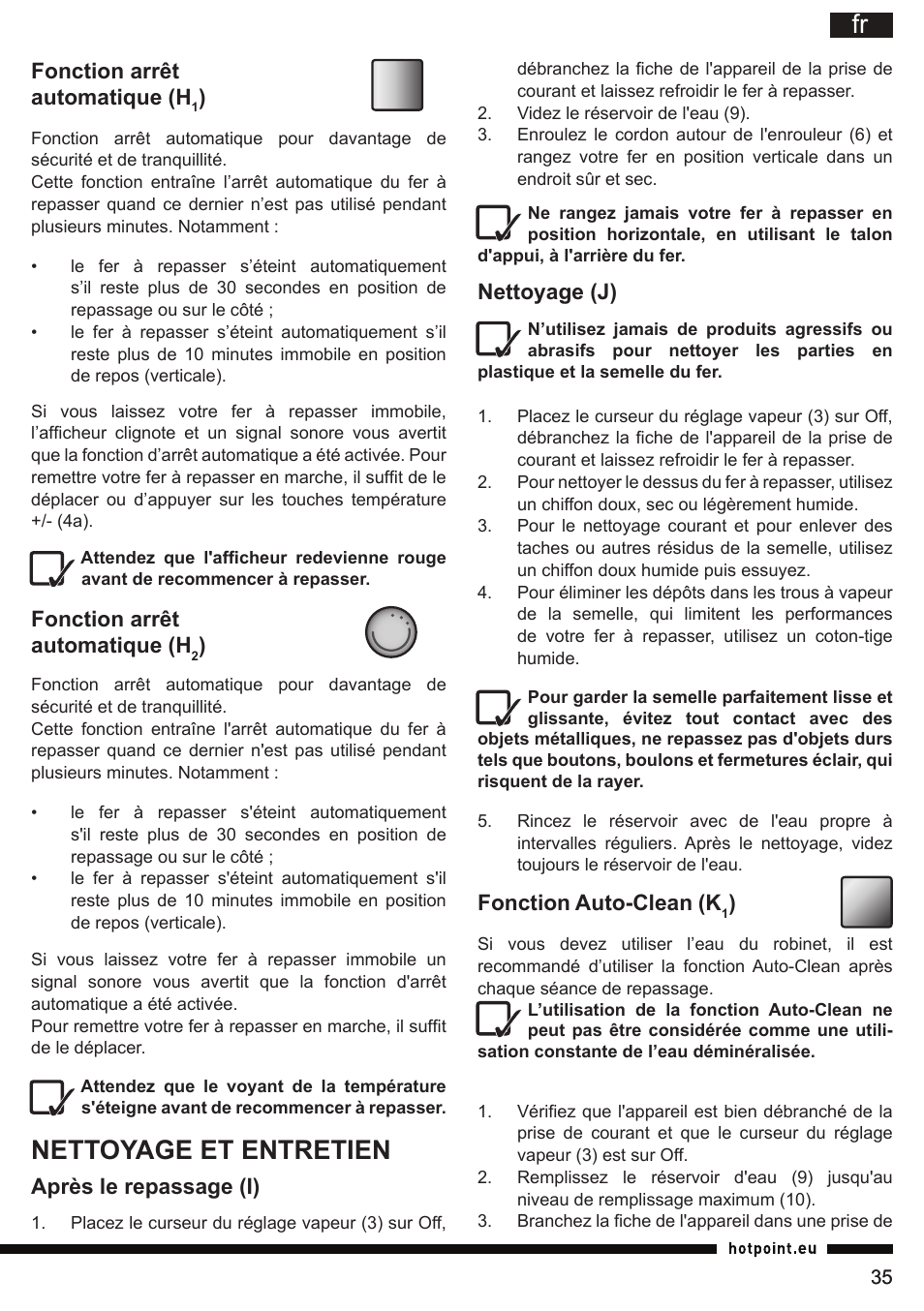 Nettoyage et entretien | Hotpoint Ariston SI E40 BA0 User Manual | Page 35 / 96