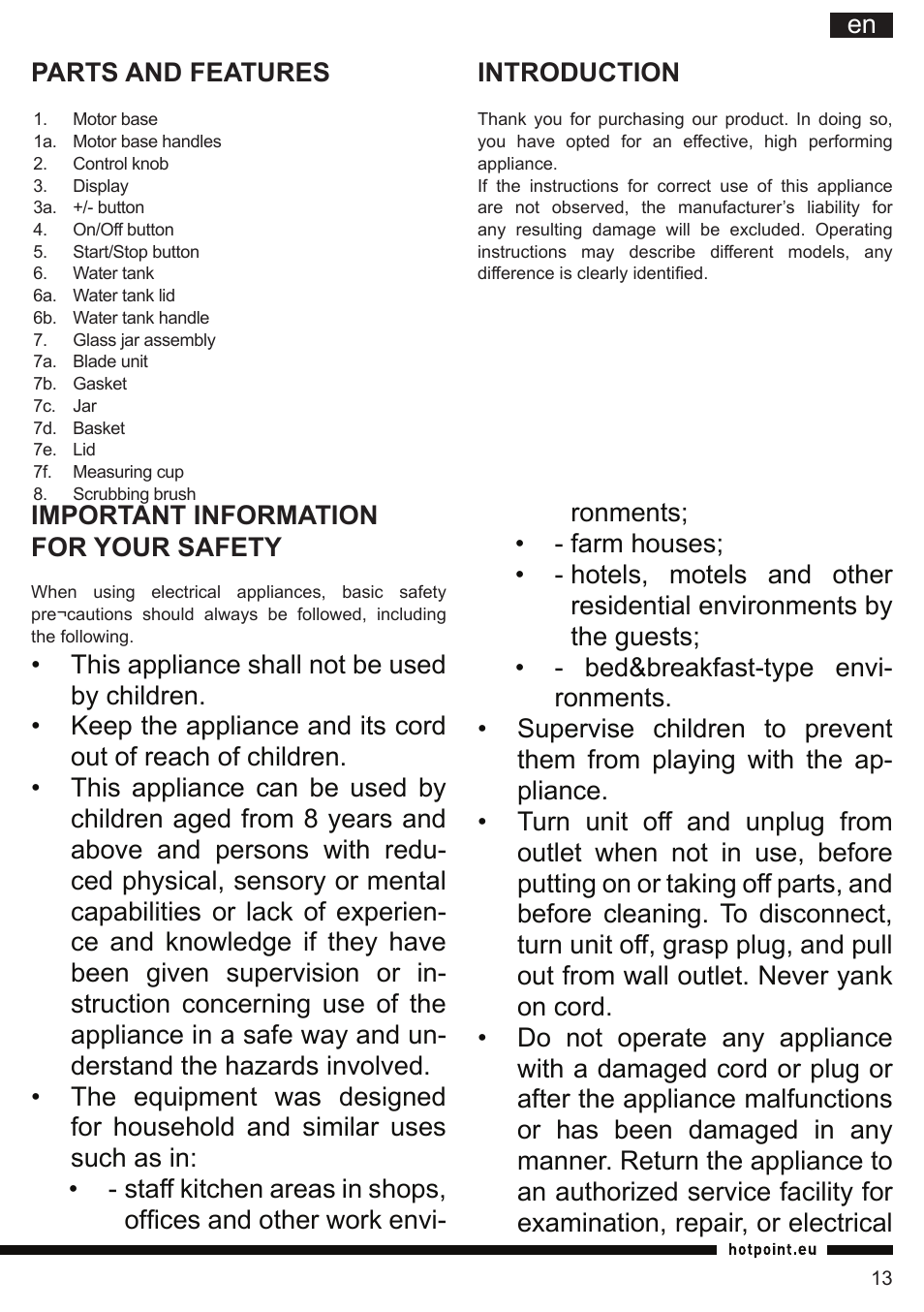 Hotpoint Ariston TB 060C AX0 User Manual | Page 13 / 84