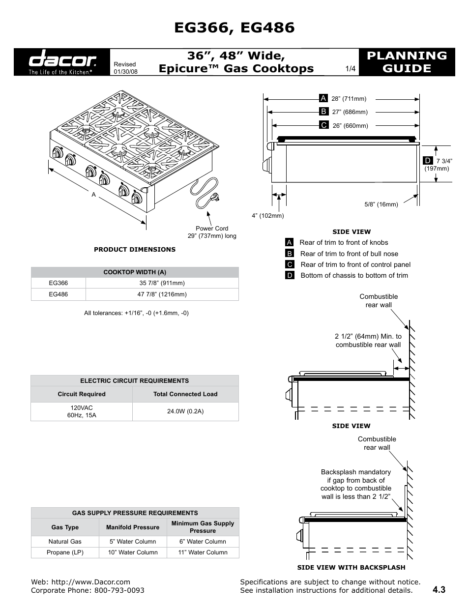 Dacor EG486 User Manual | 4 pages