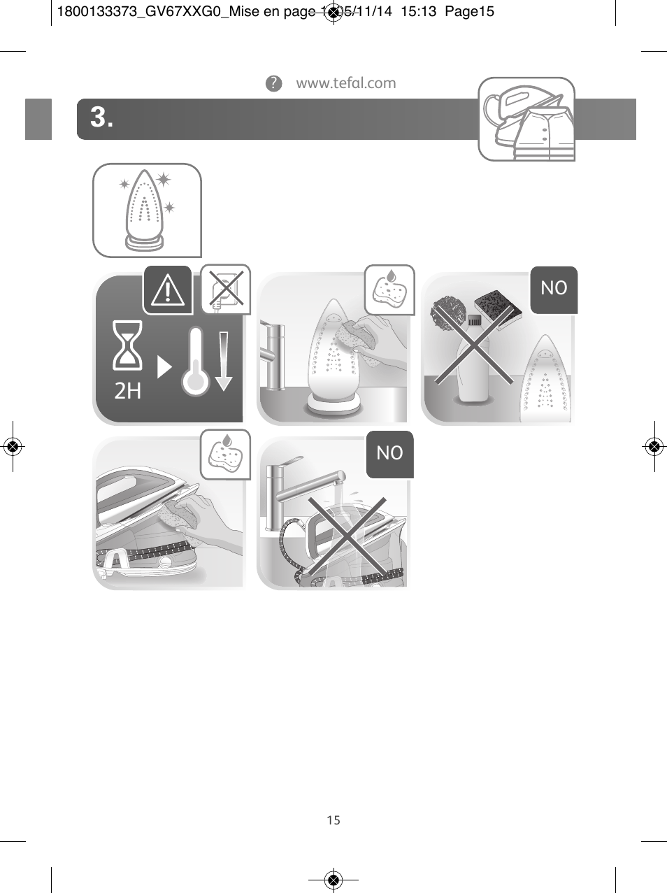 Tefal Effectis GV6720 User Manual | Page 15 / 24