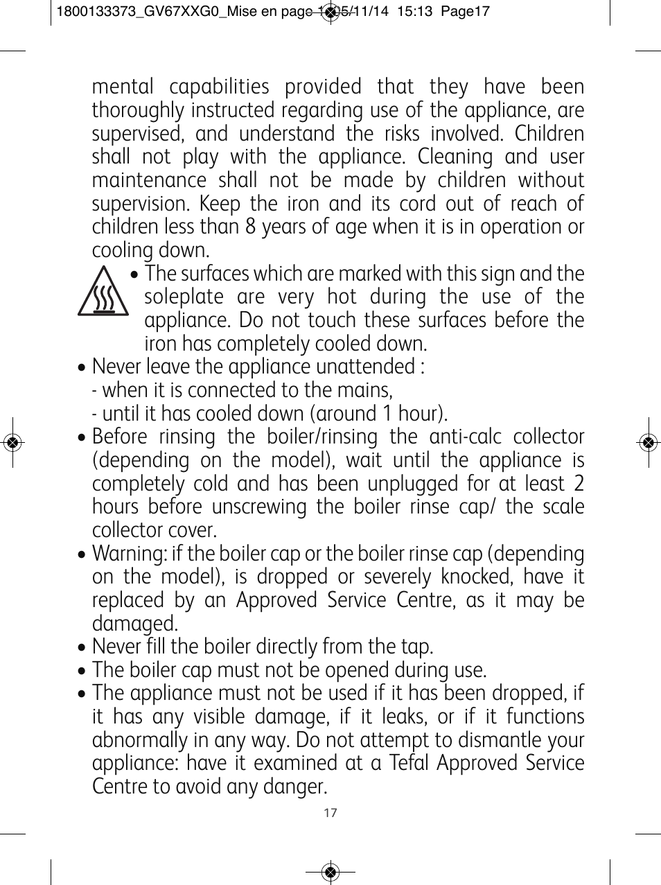 Tefal Effectis GV6720 User Manual | Page 17 / 24