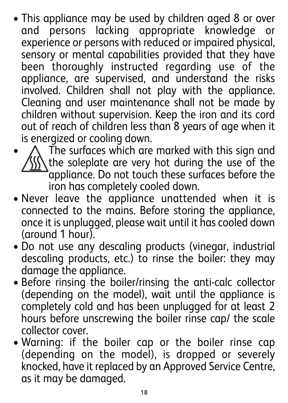 Tefal Actis GV6340 User Manual | Page 18 / 24