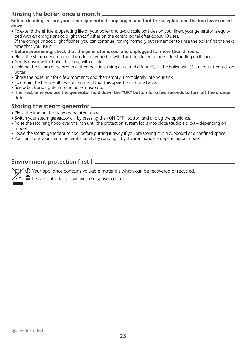 Tefal Actis GV6340 User Manual | Page 23 / 24