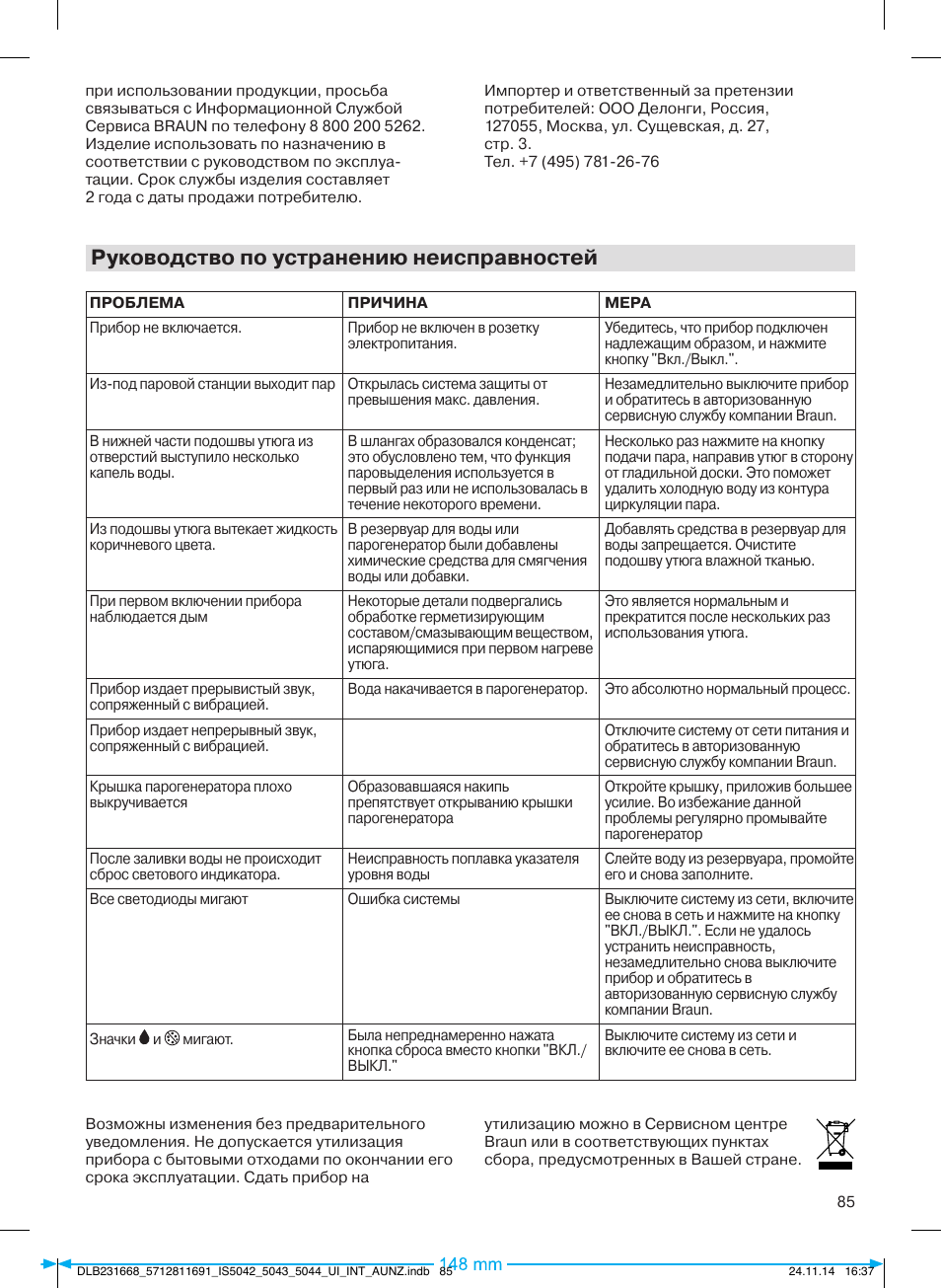 Руководство по устранению неисправностей | Braun IS 5042 User Manual | Page 86 / 95