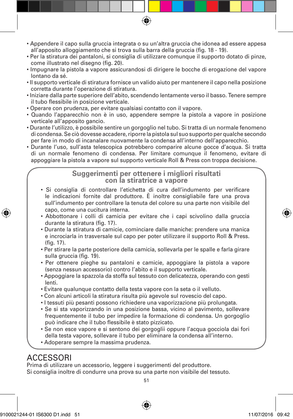 Accessori | ROWENTA MASTER VALET GARMENT STEAMER IS6300 User Manual | Page 56 / 150