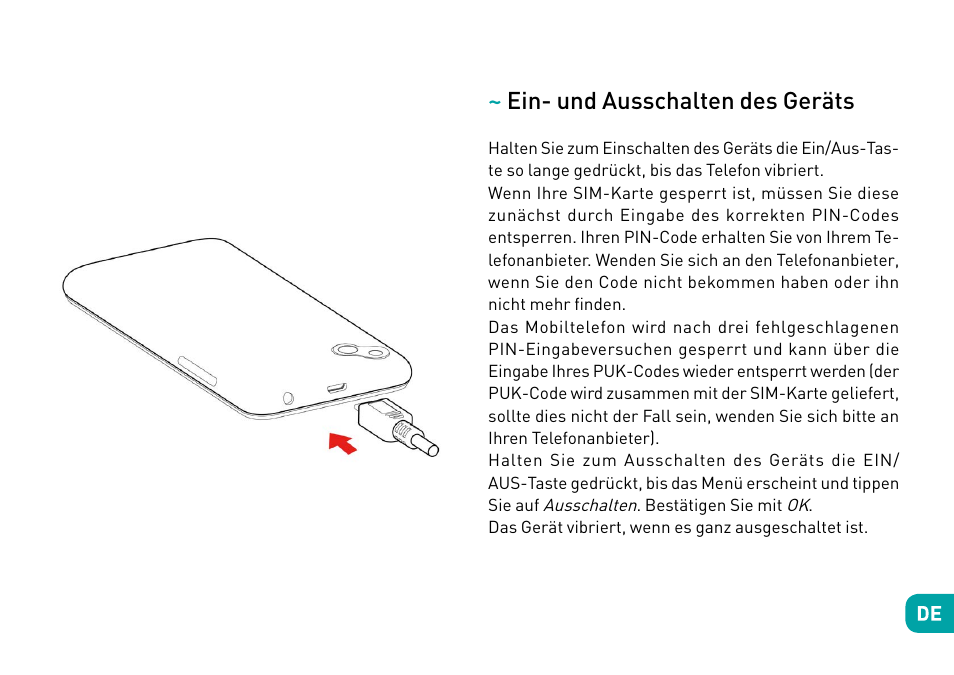 Ein- und ausschalten des geräts | Wiko Sunny User Manual | Page 122 / 292