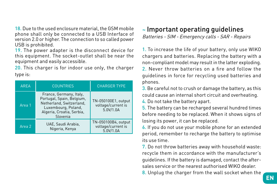 Important operating guidelines | Wiko Tommy User Manual | Page 16 / 280