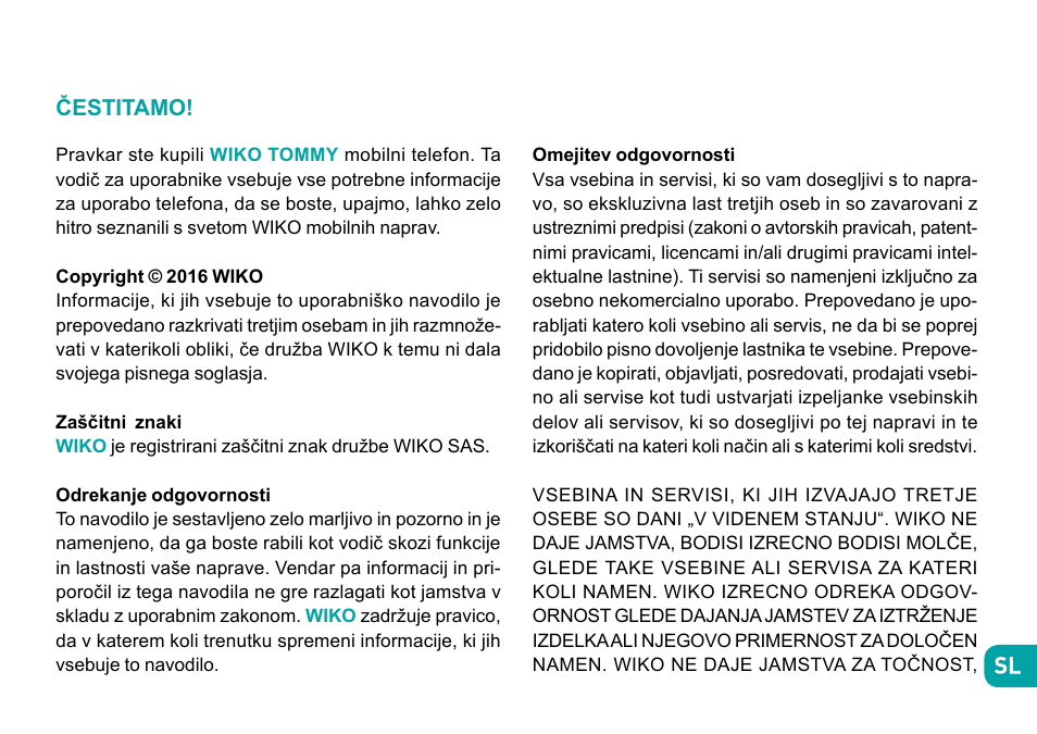 Čestitamo | Wiko Tommy User Manual | Page 215 / 280