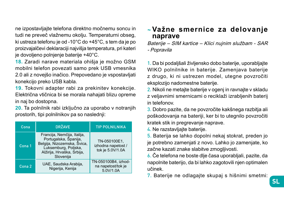 Važne smernice za delovanje naprave | Wiko Tommy User Manual | Page 228 / 280