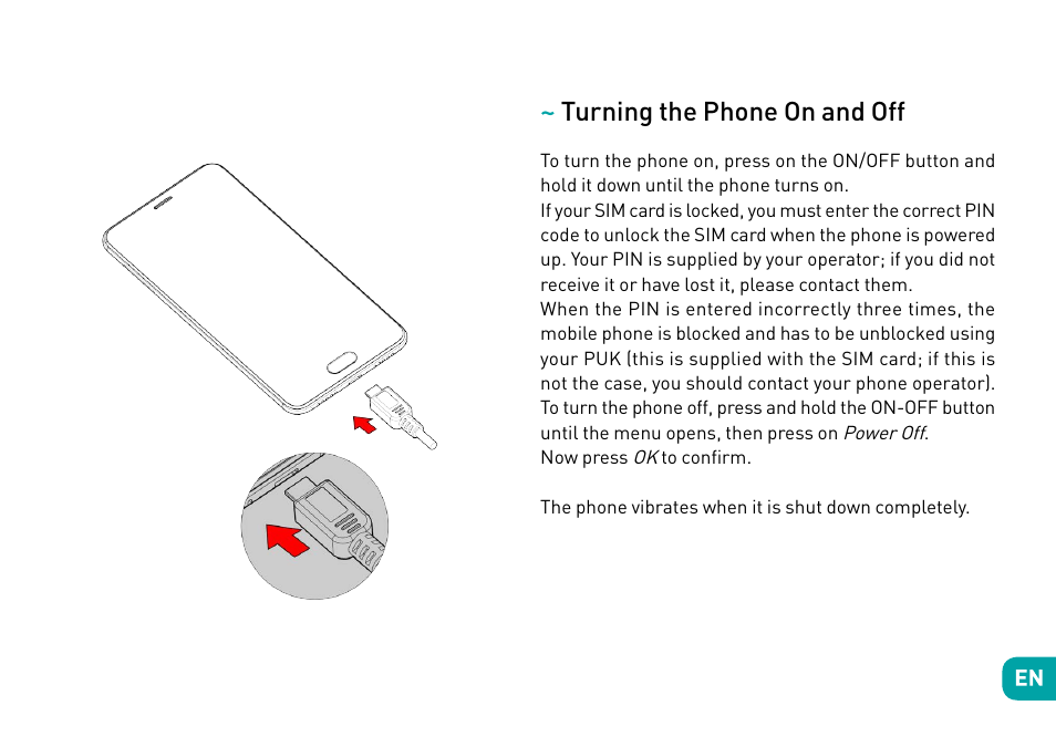 Turning the phone on and off | Wiko Ufeel prime User Manual | Page 10 / 292