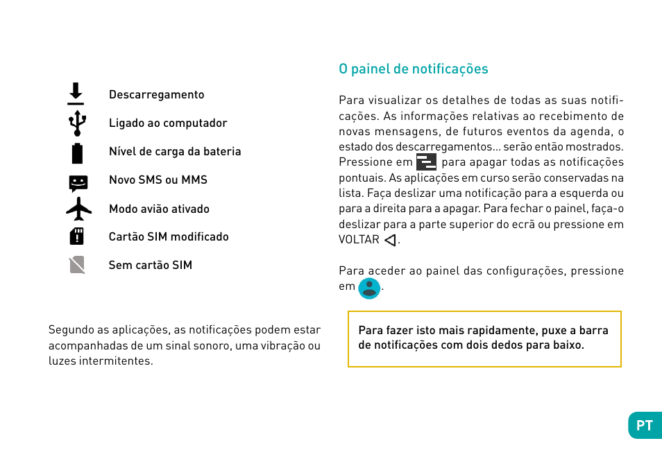 O painel de notificações | Wiko Ufeel prime User Manual | Page 103 / 292