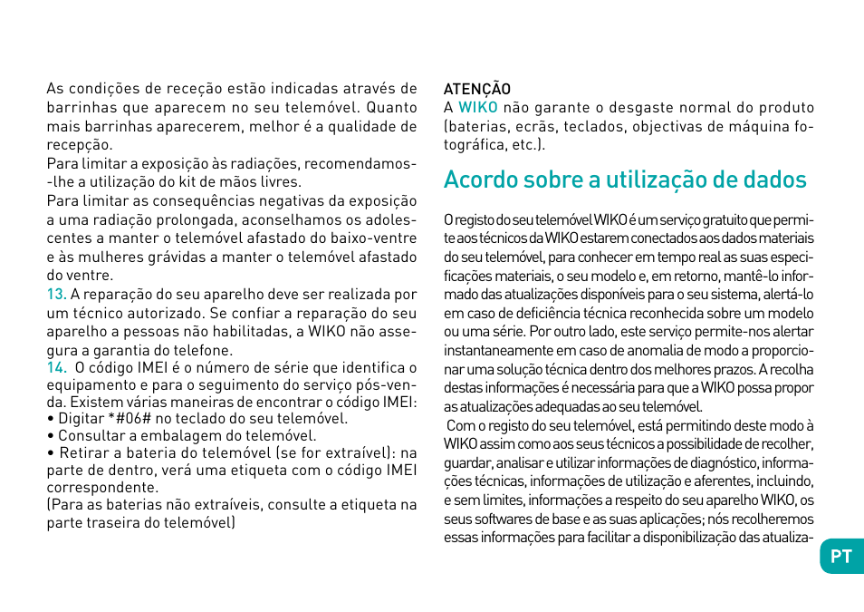 Acordo sobre a utilização de dados | Wiko Ufeel prime User Manual | Page 109 / 292