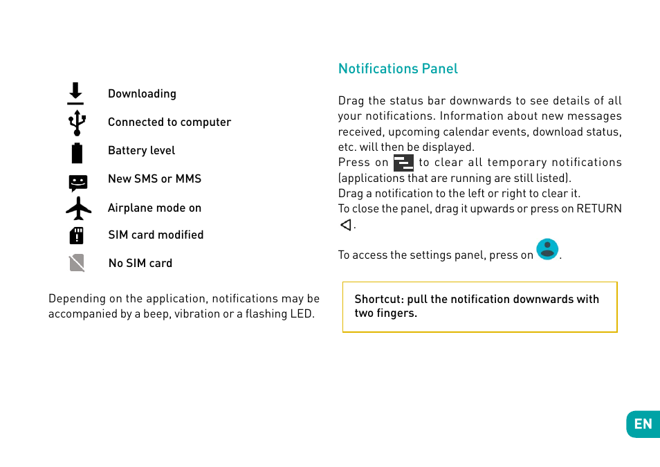 Notifications panel | Wiko Ufeel prime User Manual | Page 14 / 292
