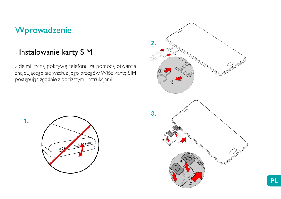 Wprowadzenie, Instalowanie karty sim | Wiko Ufeel prime User Manual | Page 185 / 292