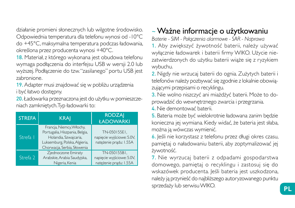 Ważne informacje o użytkowaniu | Wiko Ufeel prime User Manual | Page 194 / 292